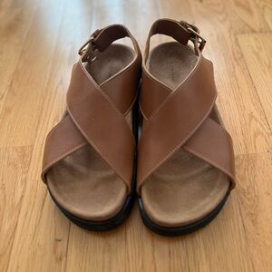 & other stories Women's Brown Leather Crisscross Slingback Sandals